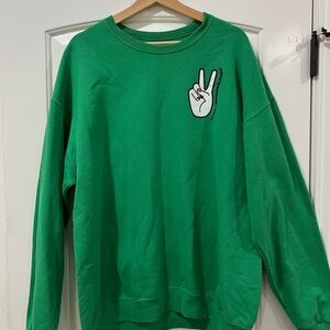 Oversized Sweatshirt with Peace Sign Graphic